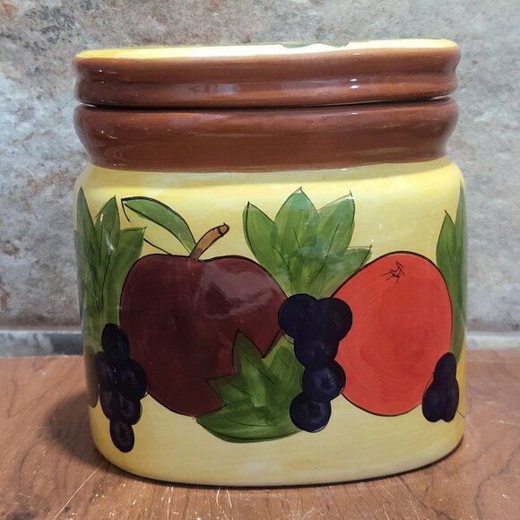 Ceramic Cannister Fruit Design Rubber Seal - Picture 1 of 10
